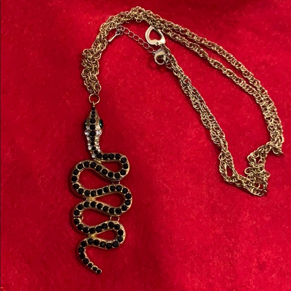 Long snake gemstone necklace
